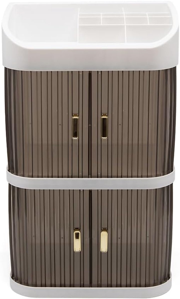 Cosmetic Storage Box, Sliding Door, Drawer, Desk, Multifunctional Storage Cabinet, Multilayer Makeup Box, Chest of - ShopVlot