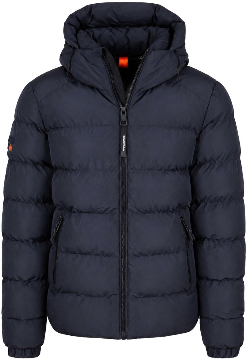 Superdry Pufferjas Hooded 3XL Heren Gewatteerde jassen Marineblauw