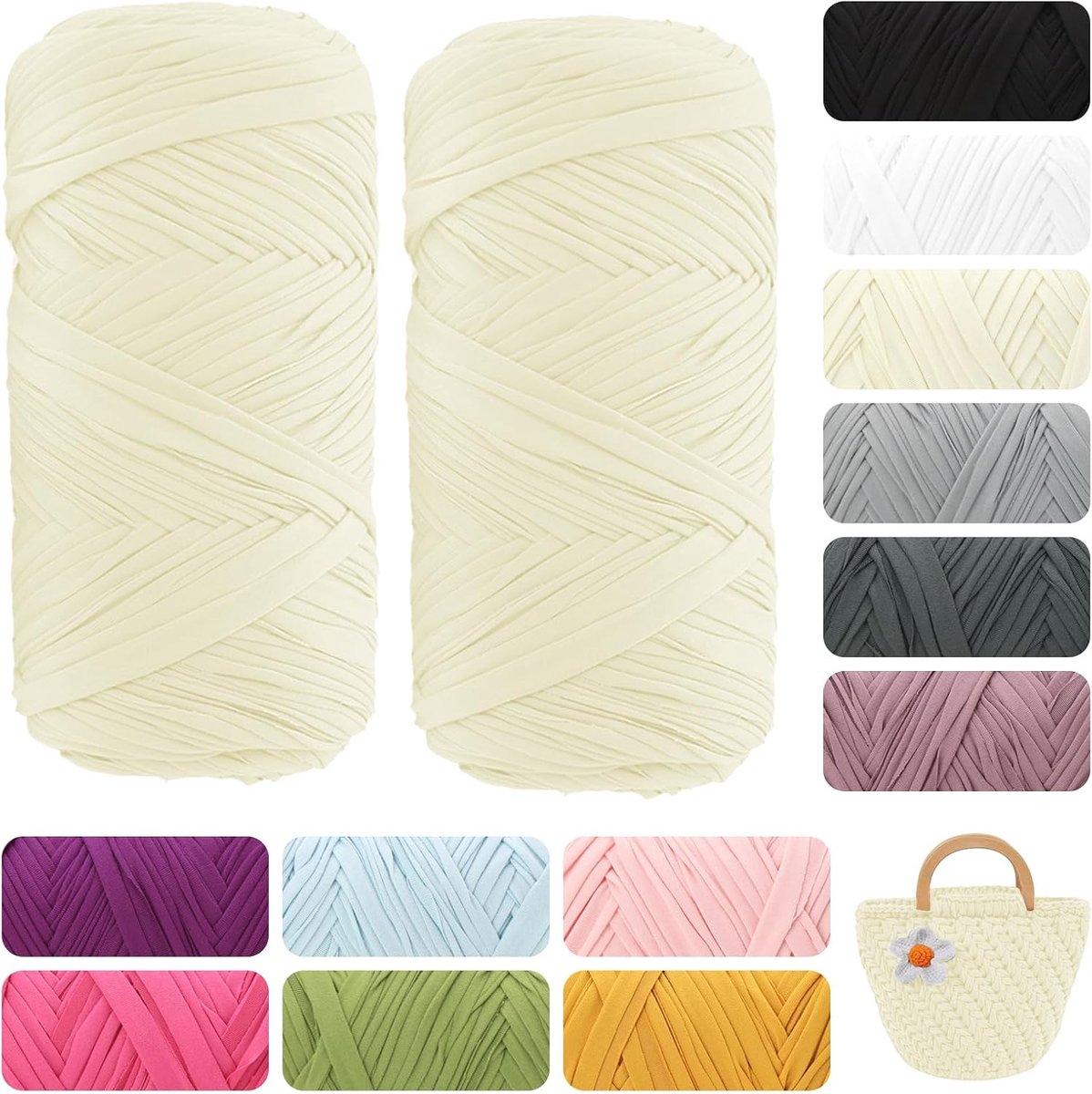 400 g, katoen, zacht, voor haken, breien en macramé, duurzaam garen voor manden, tassen, tapijten en woondecoratie, knutselgaren voor beginners en professionals