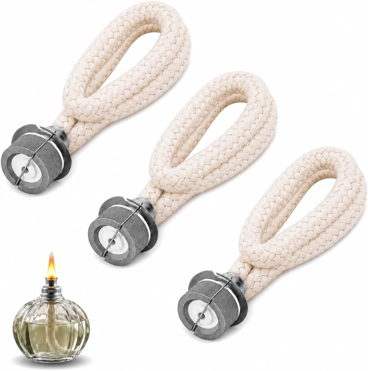3 stuks geurlamp lont 16 cm met katalytische pit, vervangende lont voor katalytische geur- & olielampen, Ø18 mm, poreuze kern voor aromatherapieoliën, luchtzuivering, vervangend pitaccessoire, zilver