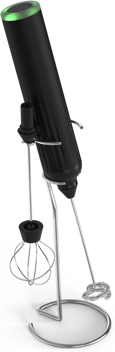 Melkopschuimer handheld met 2 roerkoppen 3 snelheidsmodi mini voor cappuccino frappuccino matcha warme chocolademelk koffiecreamer KT51 zwart