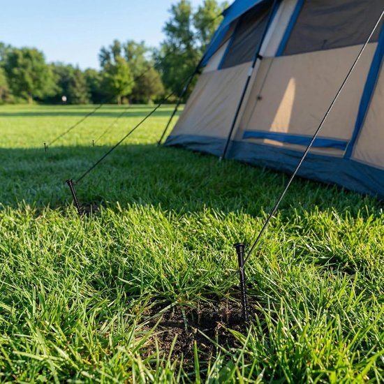 12 stuks schroeven voor grasmaaiers, 14 cm grondschroeven, grasmaaier-accessoires worden geleverd met een inbussleutel, voor laadstations, geschikt voor camping (zwart) — afbeelding 2