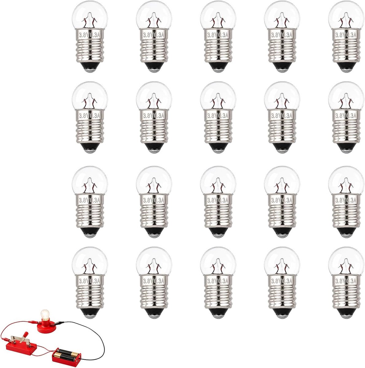 Miniatuur DC 3.8V 0.3A Warm Wit, E10 Schraubvoet Vervangende Lampen Voor Instrumentenlampen, Zaklampen, Microscopen, Apparaatspectielampen, Waarschuwingslichten En Elektronica, Speciaal Laboratori