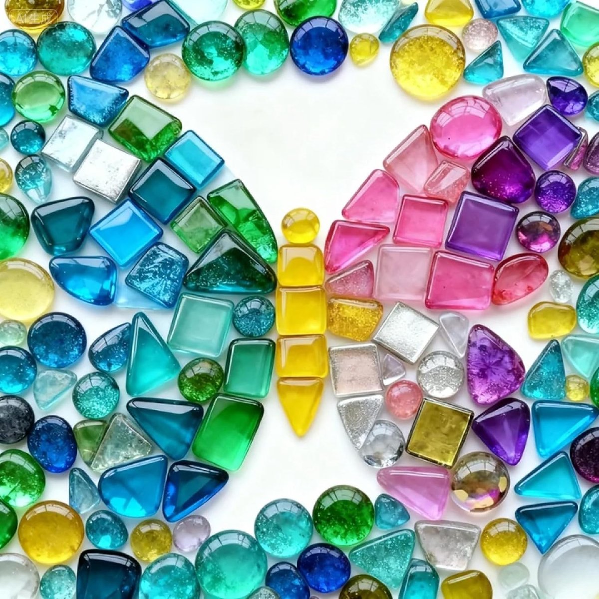 Veelhoekige mozaïekstenen, mini glasmozaïekstenen, onregelmatige veelhoeken, geschikt voor doe-het-zelvers, woondecoratie, fotolijst, bloempotten, spiegel, kunsthandwerk, ca. 200 gram