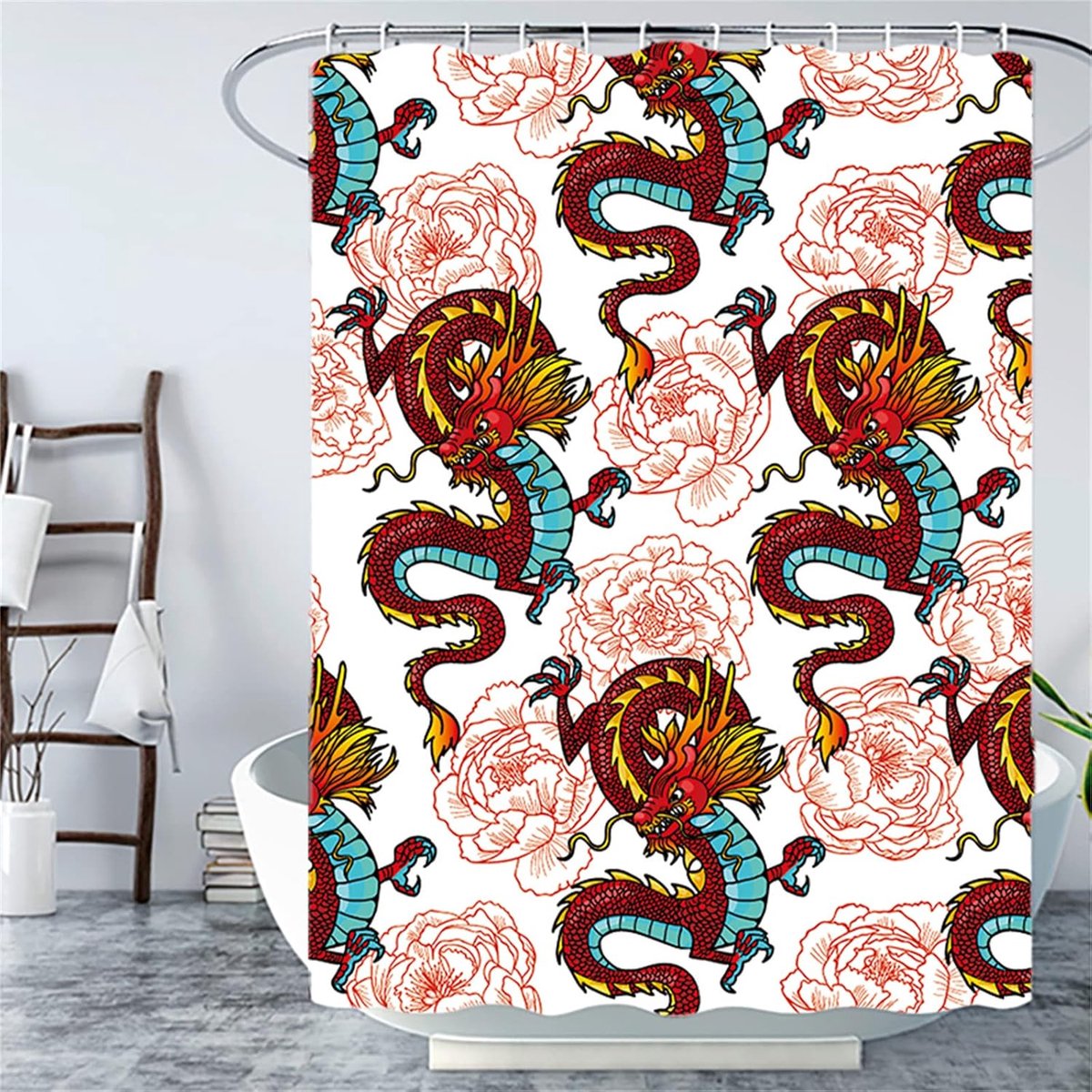 Douchegordijn tegen schimmel, koffiedraak, douchegordijn van polyester, waterdicht, antibacterieel, machinewasbaar, 120 x 180 cm, voor bad en badkamer, met 12 haken -465