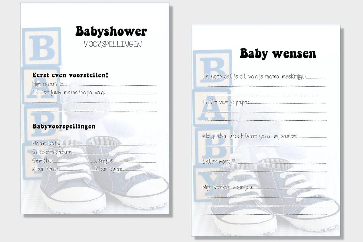 20x leuke babyshower invulkaarten (A5 formaat) babyshower 2