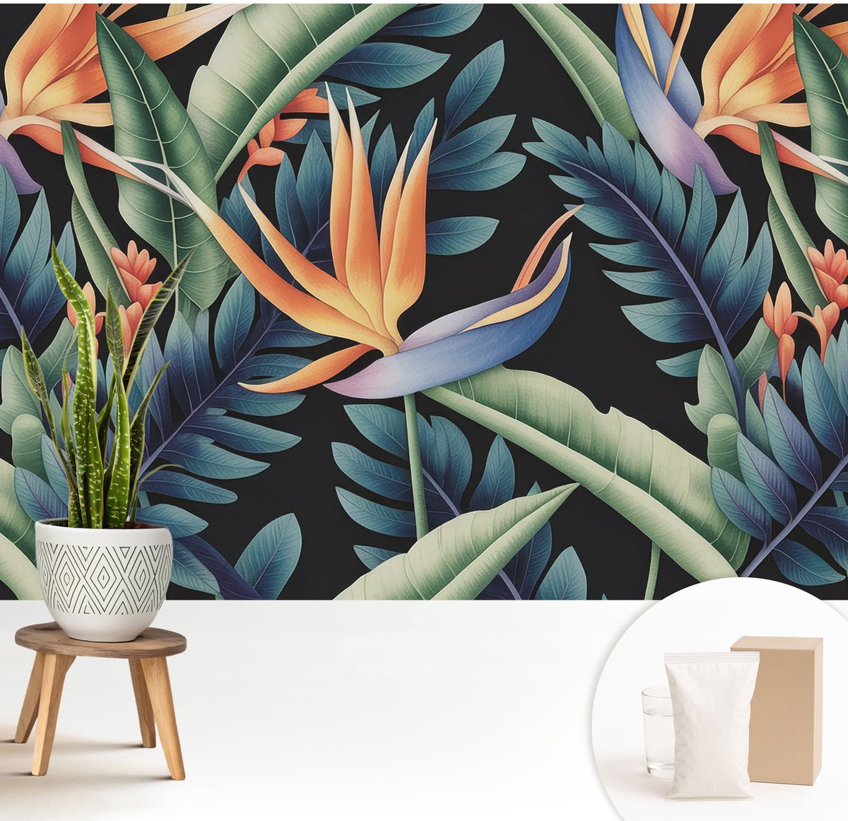 Wallfluent Fotobehang - Groente Vliesbehang - 208x146 cm - Paradijs-Thema Muurschildering - Gang behang Bloemen En Planten - Fotobehang Vlies - Slaapkamer behang