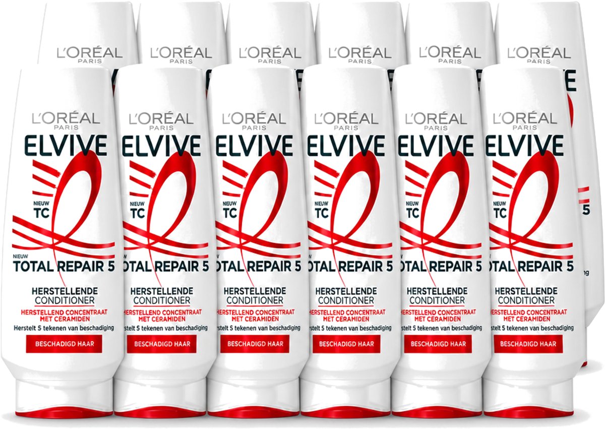 12 x L’Oréal Paris Elvive – Conditioner – Total Repair 5 – 200 ml - Voordeelverpakking - 12 stuks