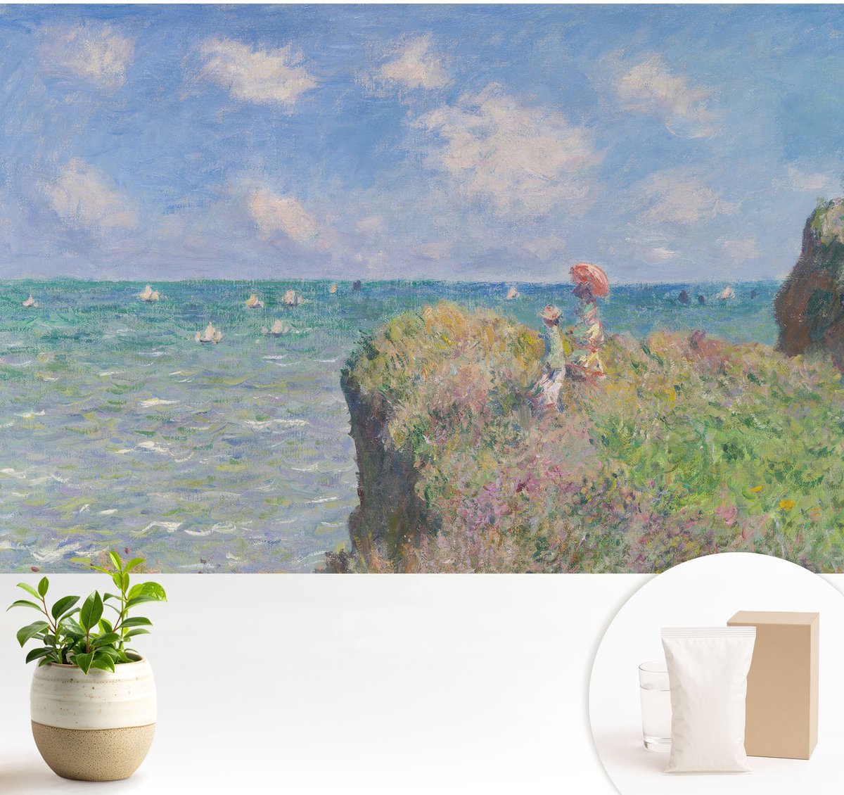 Wallfluent Fotobehang - Blauw Vliesbehang - 104x70 cm - Vreedzaam Landschap Muurschildering - Slaapkamer behang Landschappen - Fotobehang Vlies - Slaapkamer behang