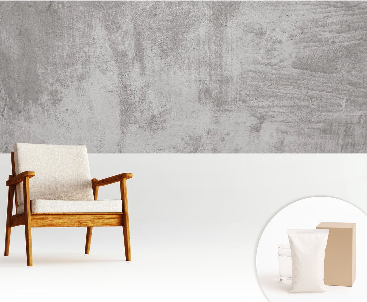 Wallfluent Fotobehang - Grijs Vliesbehang - 250x104 cm - Ruw Beton Fotobehang Vlies - Hal behang Texturen - Muurschildering - Woonkamer behang