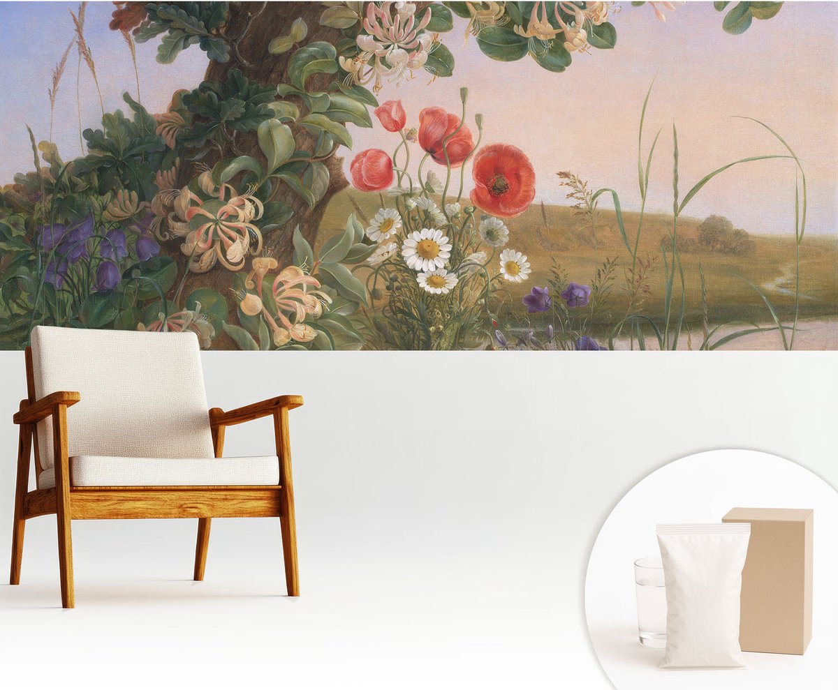 Wallfluent Fotobehang - Groente Vliesbehang - 250x104 cm - Bloemenidylle Fotobehang Vlies - Hal behang Landschappen - Muurschildering - Woonkamer behang