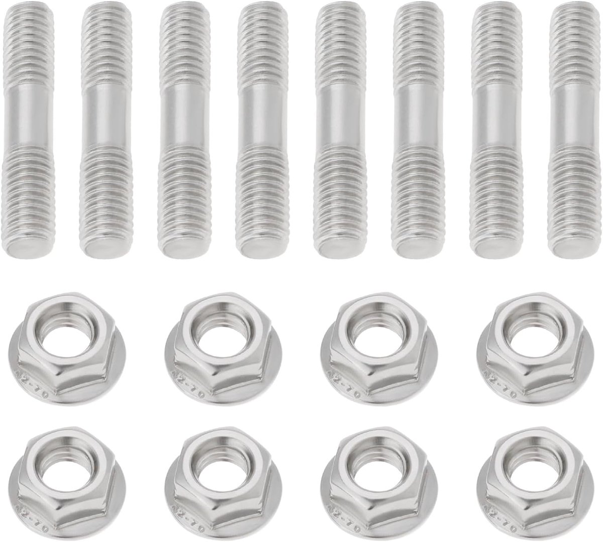 Sets M8x1.25 Double Headed Bolt Nut Set 42mm Exhaust Manifold Stud Nut Stainless Steel Bolt Nut Kit for Automobile Exhaust System Intake Manifold