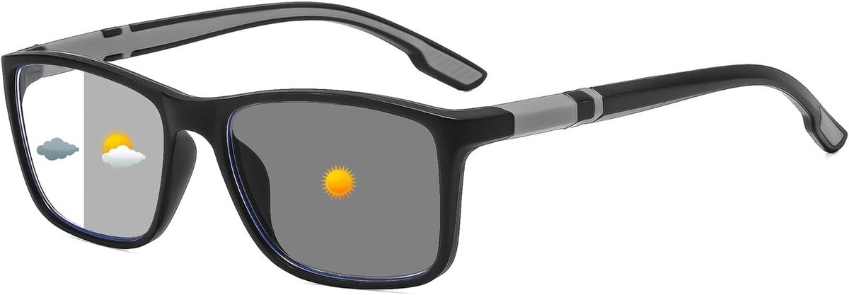 Photochrome Zonnebril - Grijs - 3.5x - Met Blauwlichtfilter - Voor Heren en Dames