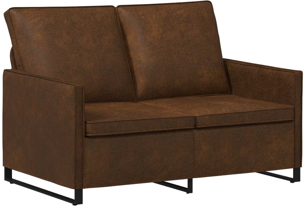 vidaXL 2-zitsbank - Bruin - 130 - x - 81 - x - 82 - cm - Kunstsuède - stof