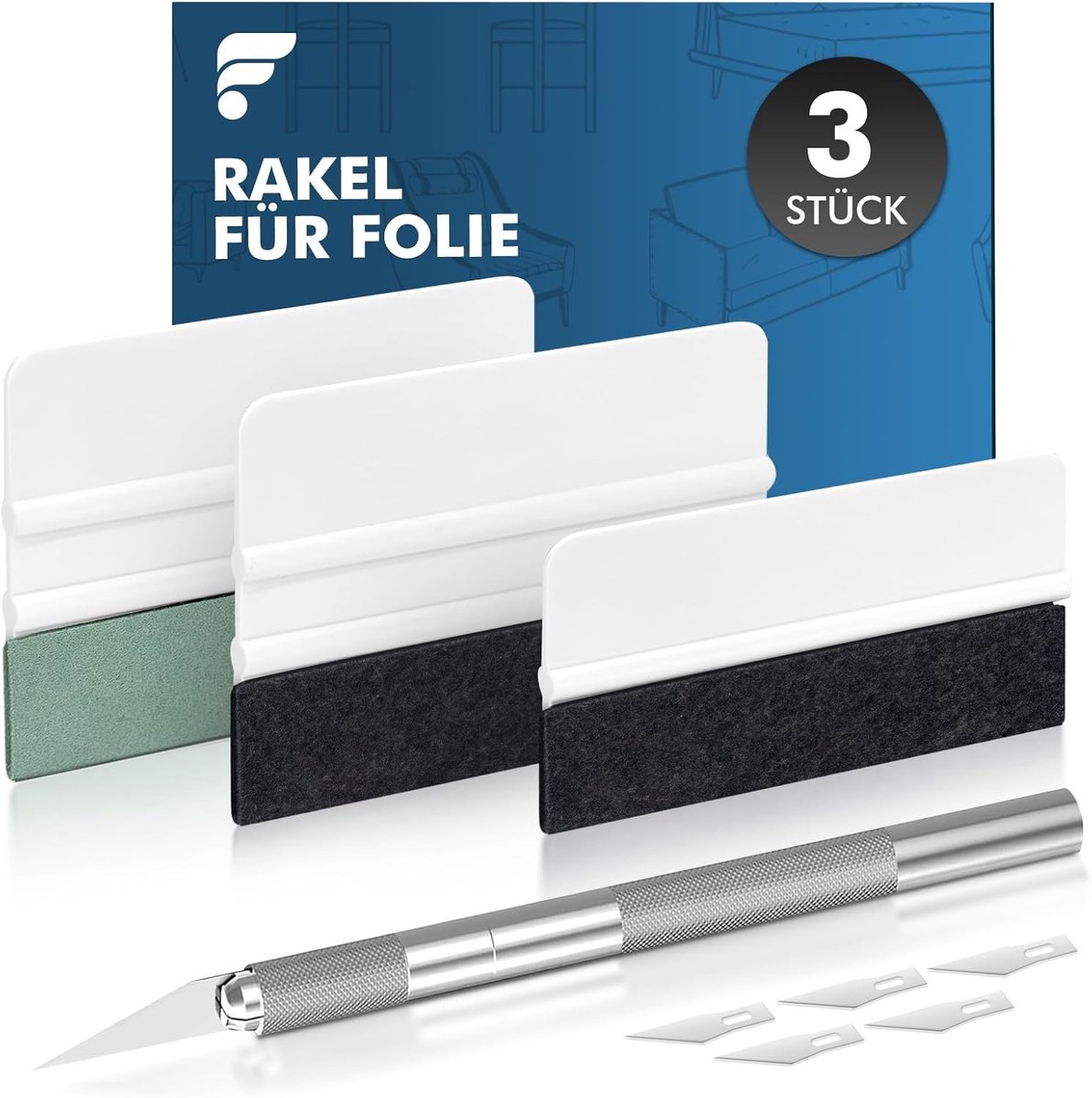 Squeegee set voor folie - 3 squeegees en 1 precisie mes - ideaal voor het aanbrengen van raamfolie - ShopVlot