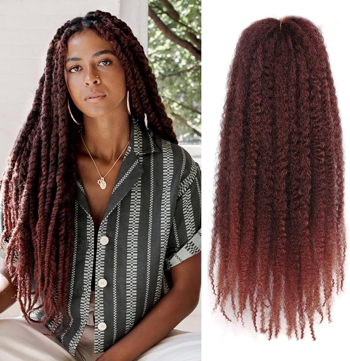 Marley Twist Braided Hair, Afro Twist Kinky Curly, Cuban Twist Hair, Senegalese Twist with Hook, Synthetic Marley - ShopVlot