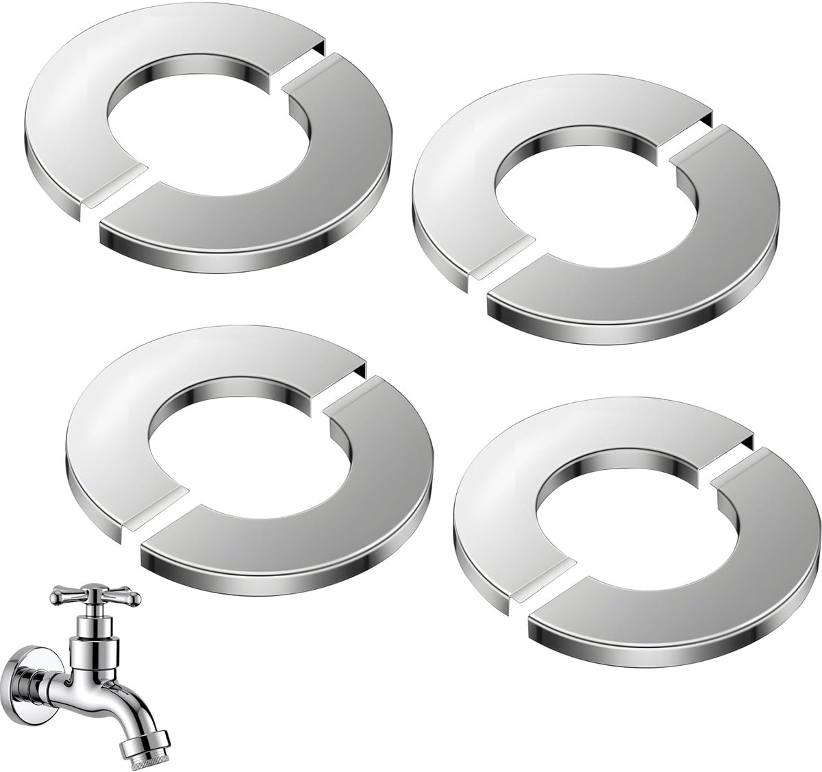 Rosetten voor kranen set van 4 - 26mm binnendiameter - roestvrij staal - beschermt leidingen in badkamer en keuken - ShopVlot
