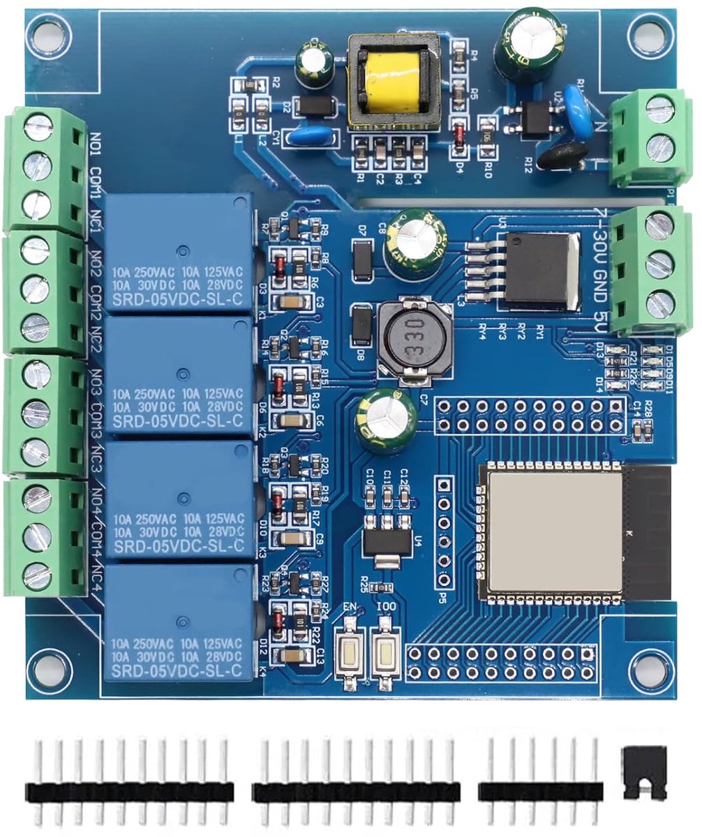4 Kanaals relaismodule 220V/DC 5-30V - met ESP-32E WiFi Bluetooth - ideaal voor DIY projecten - ShopVlot