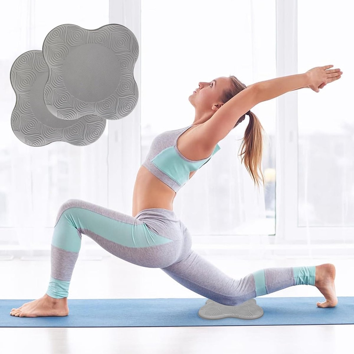 SnelShoppen - Pack van 2 Yoga Knie Pads - Non-Slip Yoga Kniepad Mat - Comfortabele TPE Pilates Knie Pads voor Fitness en Training - Ergonomisch Ontwer