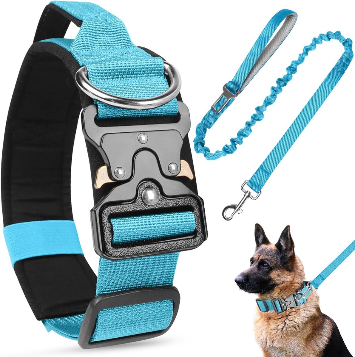 SnelShoppen - Tactical Dog Collar - Stevige Brede Hondenhalsband met Handvat - Verstelbare en Zachte Gevoerde Hondenhalsband voor Training van Kleine,