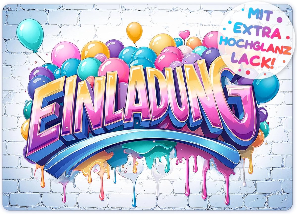 SnelShoppen - 12 x Graffiti Uitnodigingen Kinderen Verjaardag - Kleurvolle Graffiti Party Kaarten voor Jongens en Meisjes - Perfect voor Kinderfeestje