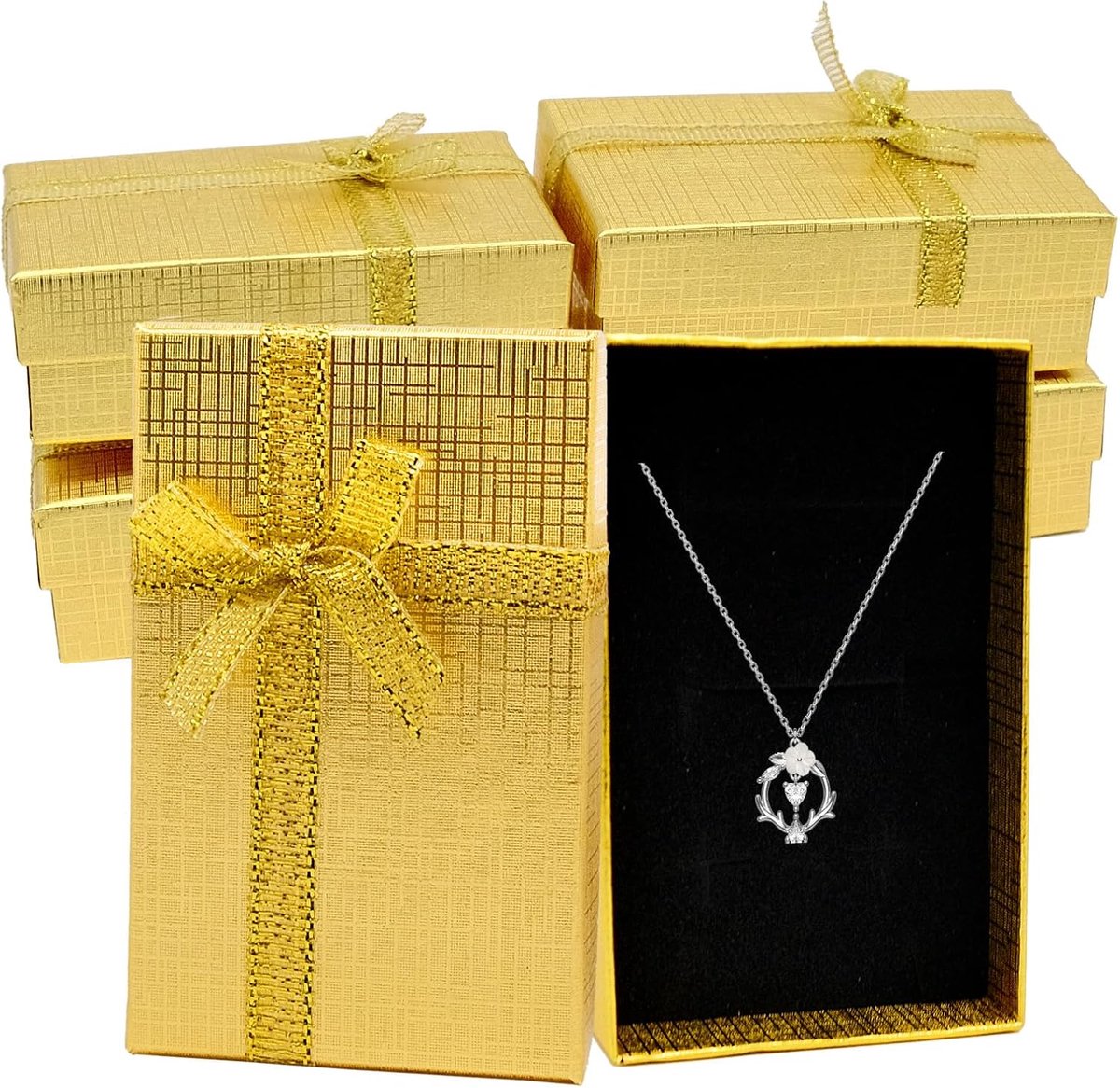 SnelShoppen - Fahibin Sieraden Geschenkdoos Set van 24 - Kleine Verpakking voor Oorbellen - Goudkleurig, Rectangulaire Karton, 8 x 5 x 2.8 cm - Ideaal