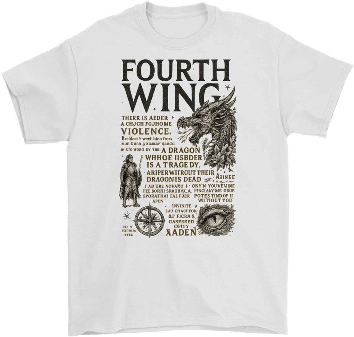 Boekliefhebber Shirt – FOURTH WING – Fantasy Outfit – Unisex T-Shirt voor Dames & Heren – Leuk Cadeau voor Lezers