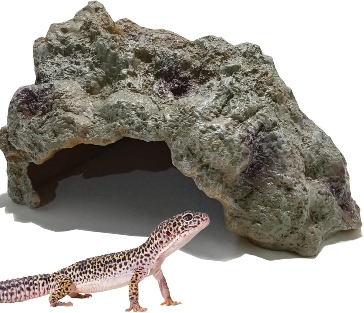 SnelShoppen - Reptielensteen Verstopplaats voor Terrarium, Natuurlijke Grot Ornament voor Hagedissen, Slangen, Schildpadden, Kikkers - Comfortabele Ha