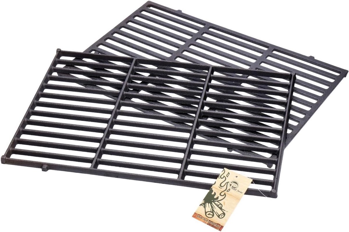 Gietijzeren grillroosterset (2-delig) voor Weber Spirit 300 serie & Spirit II - onbehandeld professioneel gietijzeren rooster voor E-310, E-320, E-330, S-310, S-320 - 44,5 x 30,3 cm per