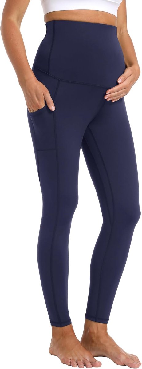 Zwangerschapslegging voor dames, thermische hoge taille, ondoorzichtig, zakken, stretch, zwangerschapsmode, yoga, sport