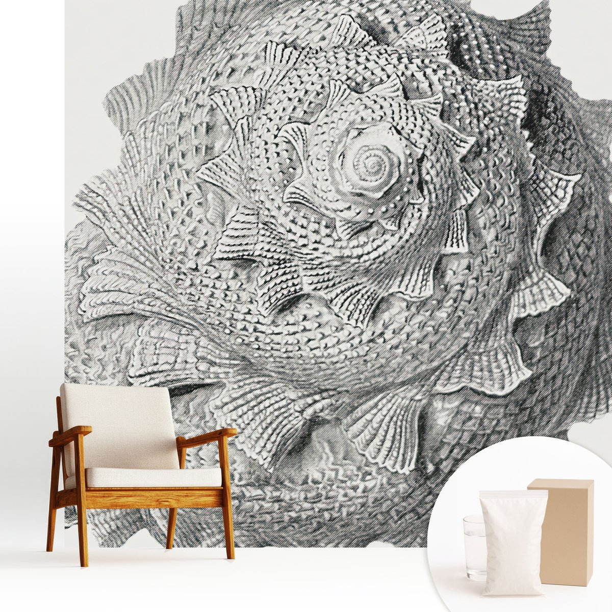 Wallfluent Fotobehang - Grijs Vliesbehang - 250x250 cm - De Kunst Van De Natuur Fotobehang Vlies - Woonkamer behang Achtergronden En Patronen - Muurschildering - Woonkamer behang