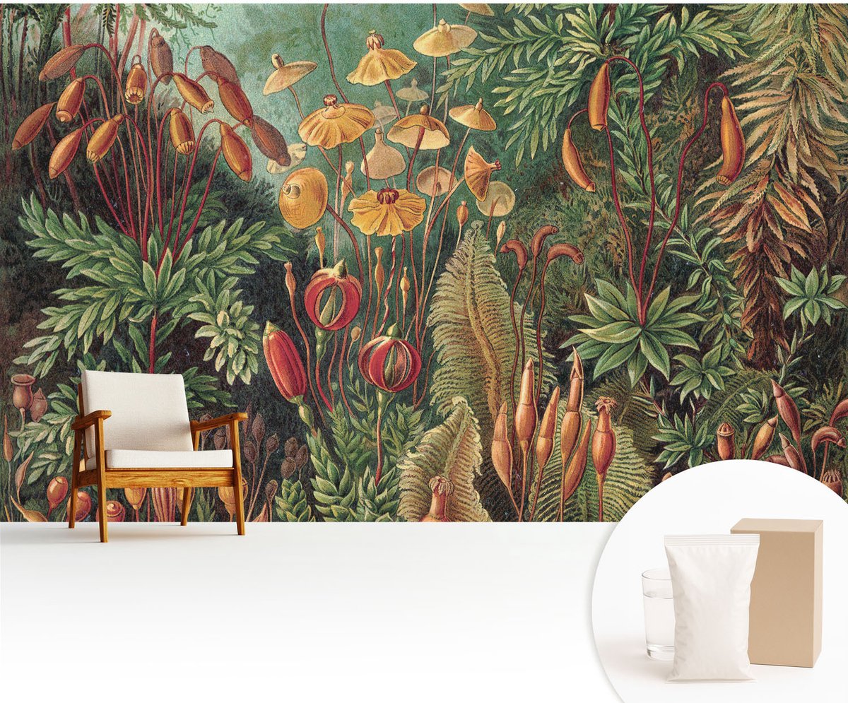 Wallfluent Fotobehang - Groente Vliesbehang - 416x254 cm - Exotische Tuin Muurschildering - Slaapkamer behang Bloemen En Planten - Fotobehang Vlies - Gang behang