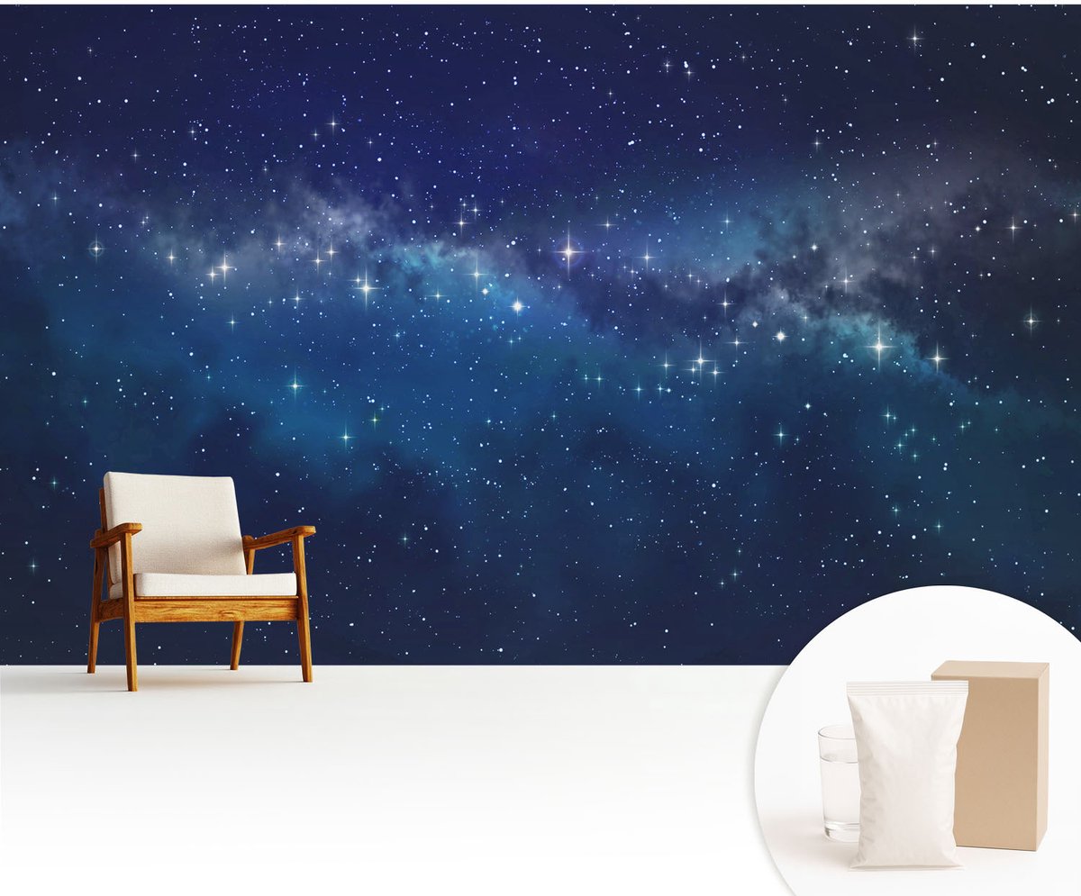 Wallfluent Fotobehang - Marine Vliesbehang - 416x254 cm - Sterrennacht Fotobehang Vlies - Hal behang Kosmos - Muurschildering - Woonkamer behang
