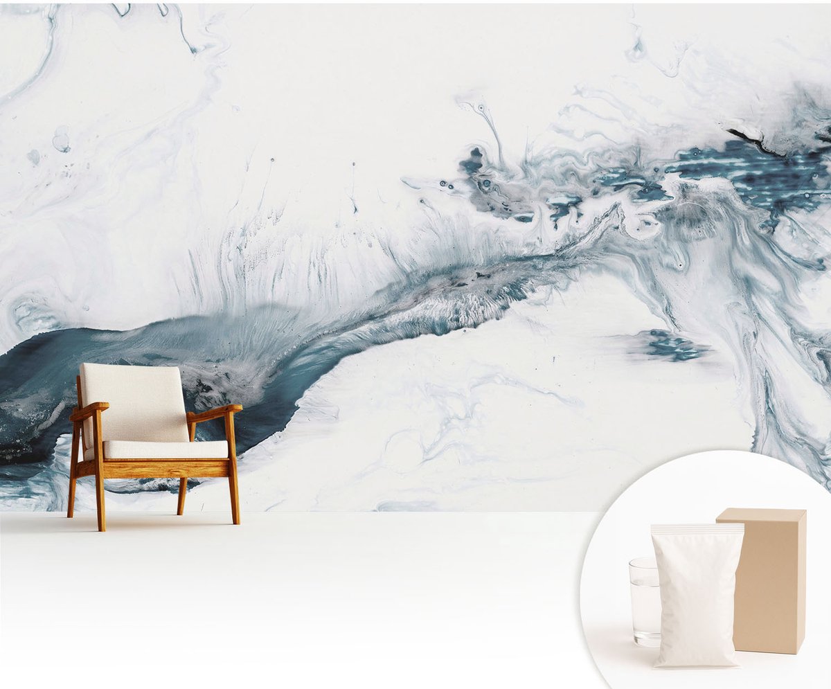 Wallfluent Fotobehang - Wit Vliesbehang - 416x254 cm - Abstracte Elegantie Muurschildering - Slaapkamer behang Abstractie - Fotobehang Vlies - Slaapkamer behang