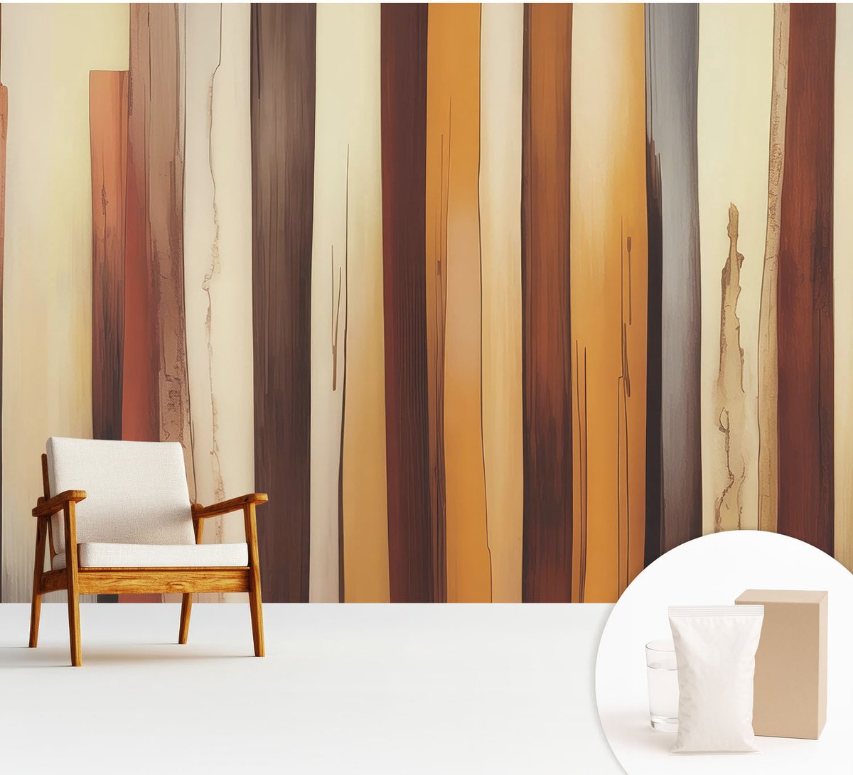 Wallfluent Fotobehang - Bruin Vliesbehang - 312x219 cm - Abstracte Textuur Fotobehang Vlies - Woonkamer behang Texturen - Muurschildering - Woonkamer behang