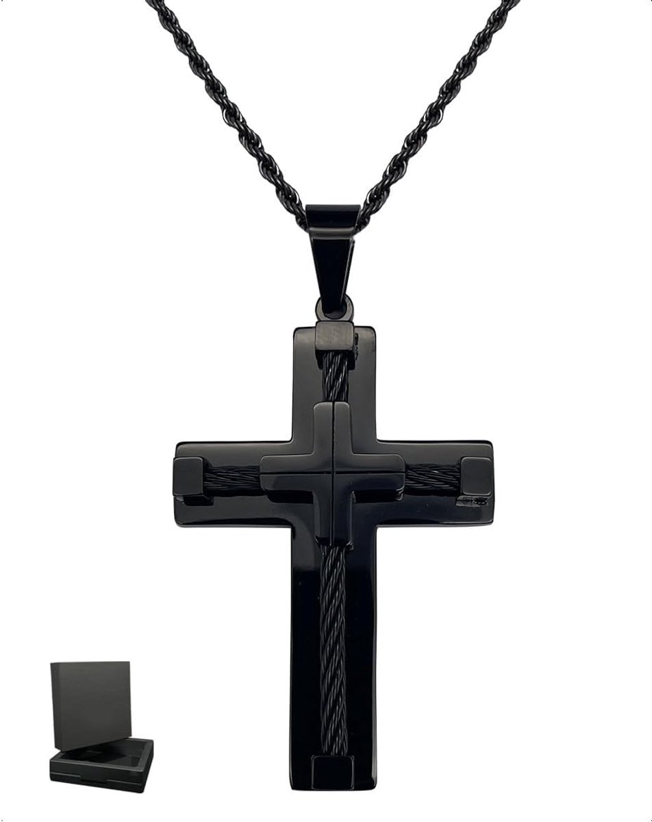 Kruis Ketting voor Mannen en Vrouwen - 3mm*60cm Stainless Steel - Multilayer Design - Perfect als Cadeau - ShopVlot