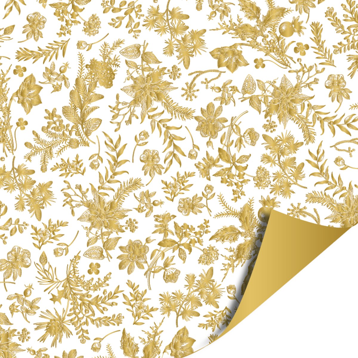 Het Inpakhuis - Cadeaupapier - Inpakpapier - Kadopapier - Winter Nature Gold - Gold - 70cm x 2mtr