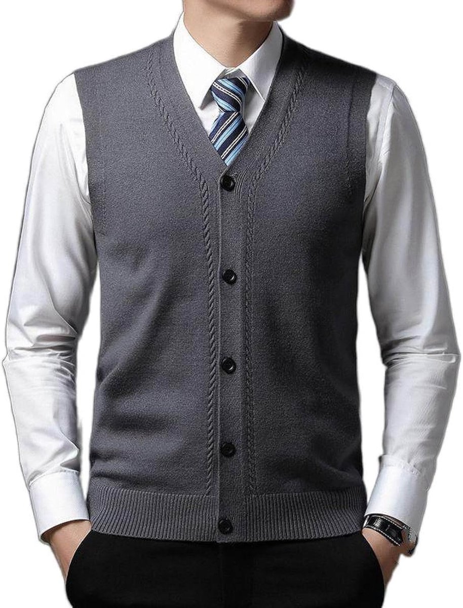 Vest Met V-Hals, Gebreid Vest Met V-Hals, Herfst En Winter Klassiek Jacquard Vest Trend Casual Effen Kleur Heren Kasjmier Gemengd Vest, Zakelijk Heren Gebreide Trui Vest Tanktops, Midd