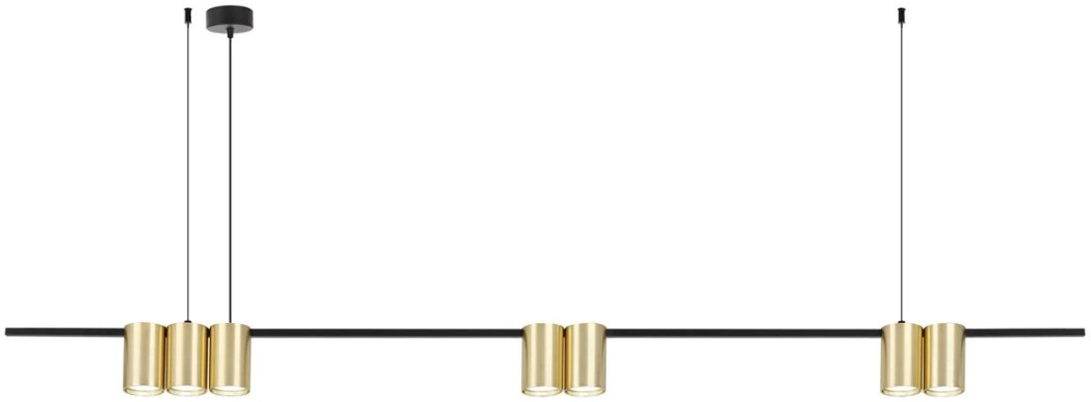 ISE hanglamp met 7 GU10-fittingen (lichtbron niet inbegrepen), aluminium, geborsteld goud en zwart, 150 cm breed, IP20