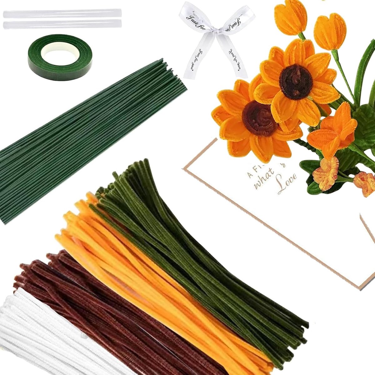 Pijpenragers, 210 Stuk Craft Set, DIY Flexibele Pijpenreinigers voor Zonnebloem Boeket, Knutselprojecten en Decoraties