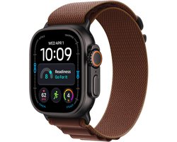 Apple Watch Ultra 4 49mm Zwart (Rode Textiel Band L)