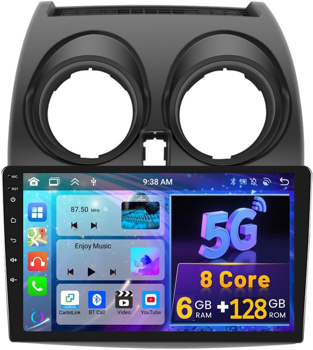 6+128GB Android Draadloze Carplay Autoradio met Navi voor Nissan Qashqai J10 2006-2016 Android Auto Radio met 9 Inch Touch Display Ondersteuning WiFi Bluetooth/FM RDS/HiFi+Achteruitrijcamera