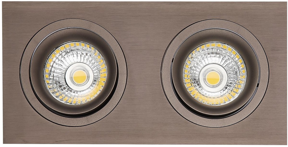 Zoom II inbouwspot brons, 2-lichts GU10 LED 5W dimbaar