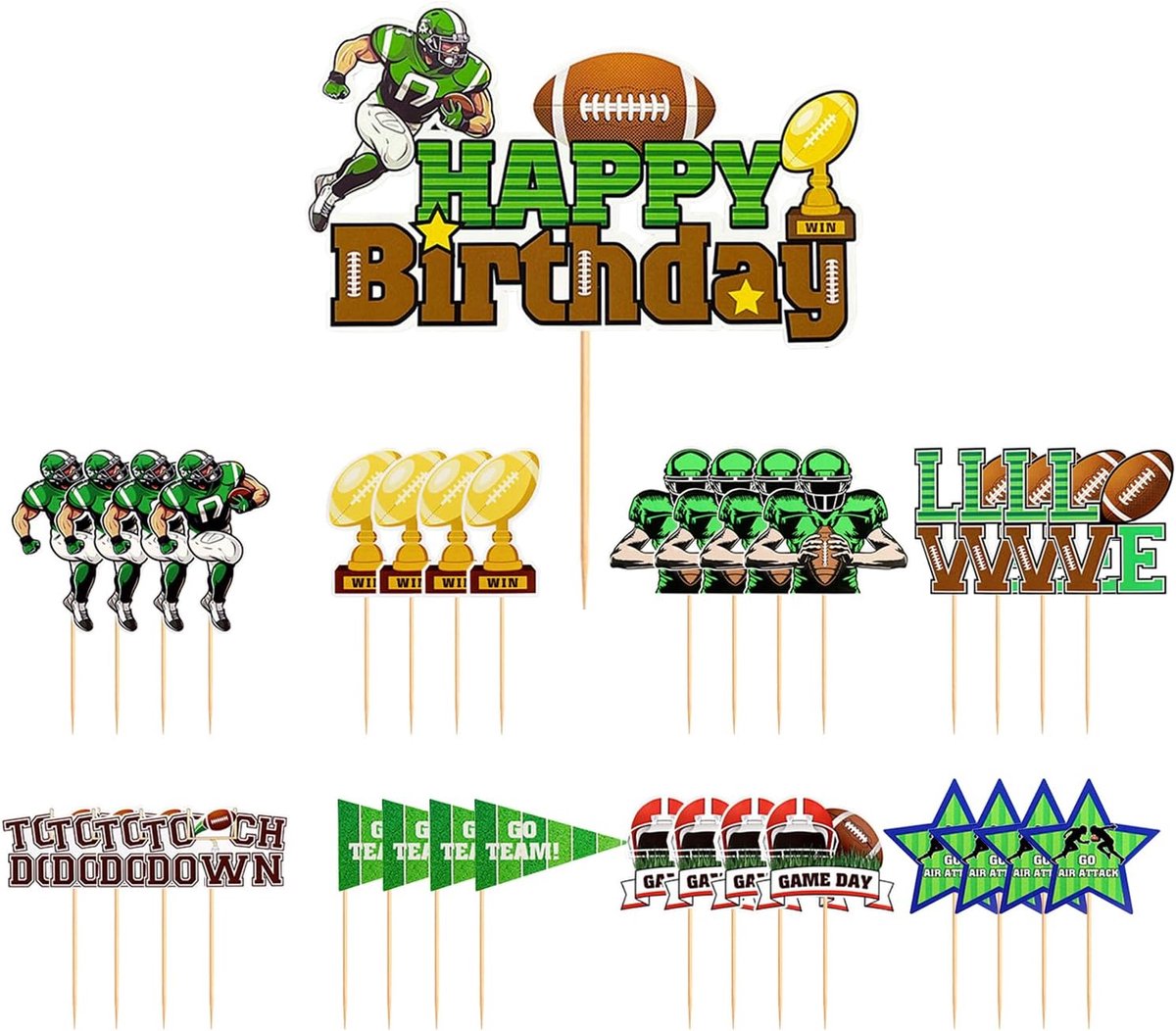 33 Stuks Rugby Taart Posters, Taart Decoraties, Accessoires Voor Verjaardagsfeestjes, Creatieve Taart Posters.