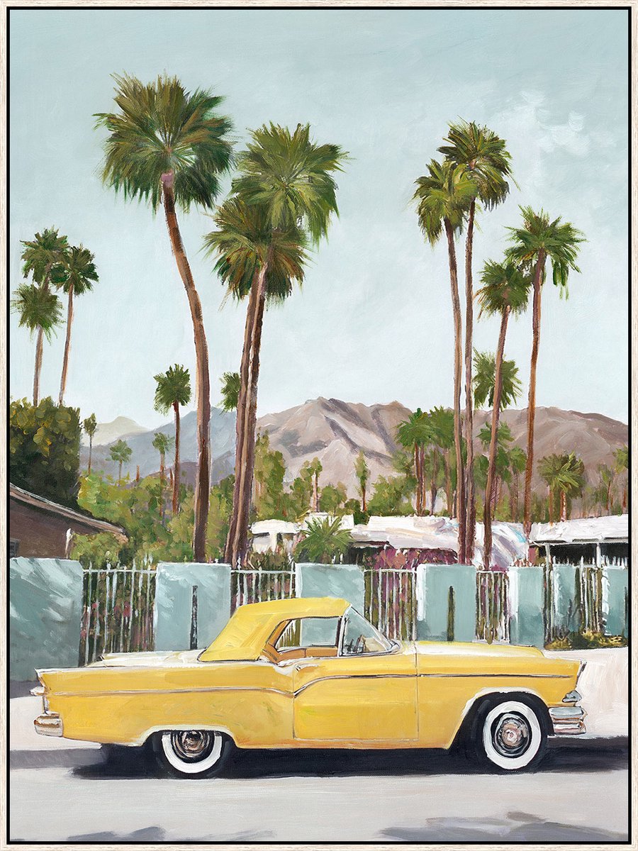 Schilderij met frame Palm Springs auto