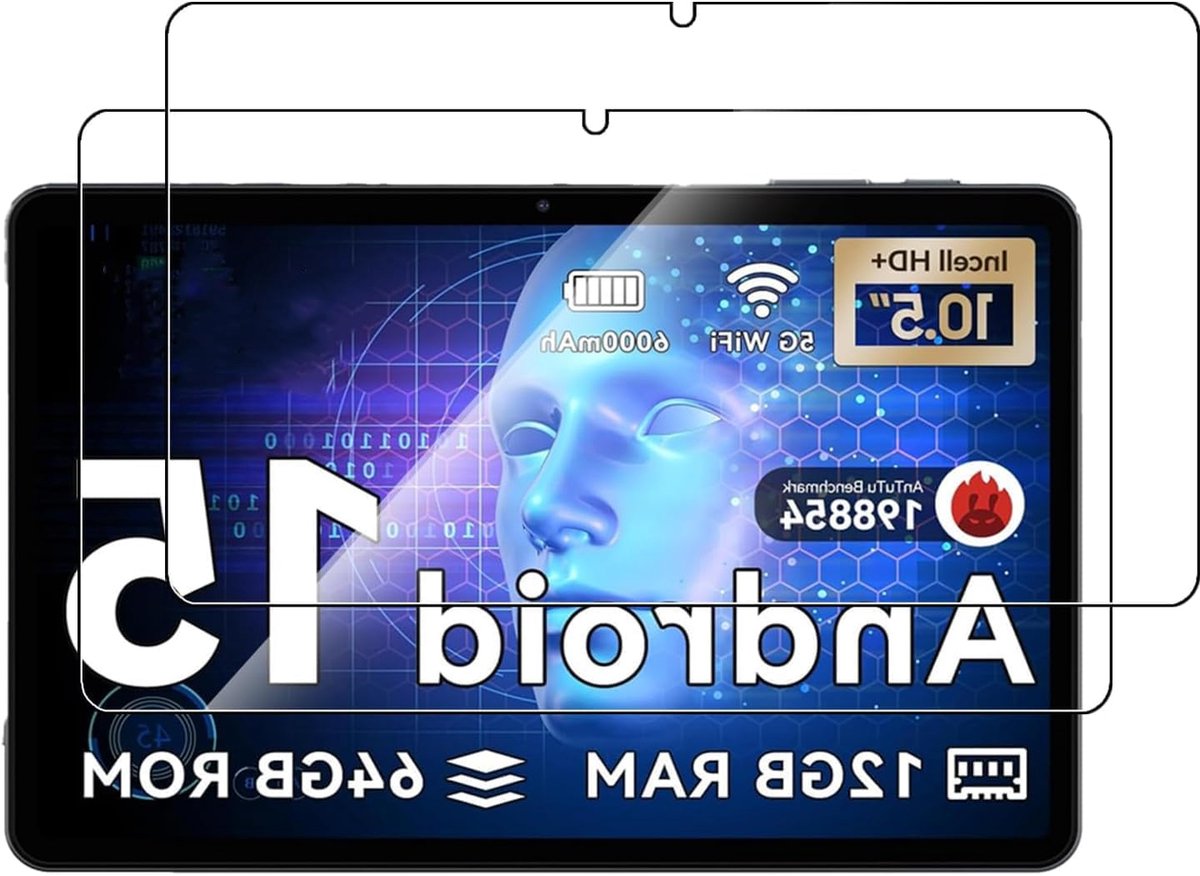 Tabwee T80 10,1 inch tablet, gehard glas, displaybeschermfolie, hoge transparantie, krasbestendig, anti-vingerafdruk, verpakking van 2 stuks