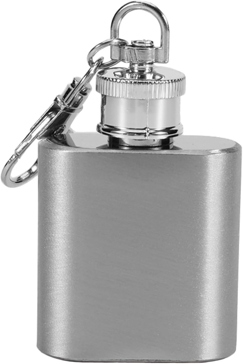 Mini-heupfles voor jenevers, roestvrij staal, lekvrije borrelfles met sleutelhanger, 35 ml, draagbare verborgen fles, camping, zakfles, whiskyfles voor mannen en vrouwen, bar gesche granaatjes