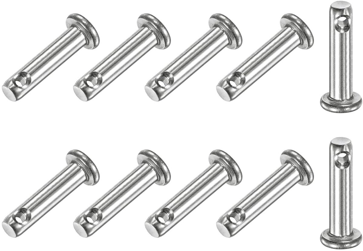 10 stuks vorkpennen met één gat, M4 x 16 mm met platte kop van 304 roestvrij staal / vaste onderdelen / bootaccessoires, scharnierpennen