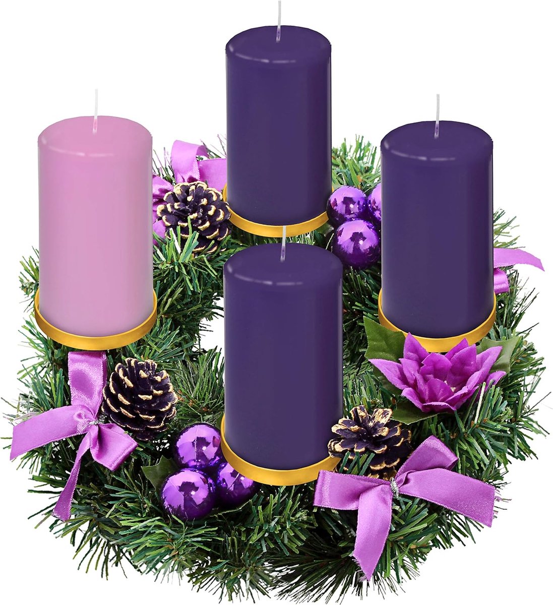 Lint adventskrans ring kaarsenhouder voor pijler adventskalender - groot formaat - Kerstmis adventskransen kandelaar standaard - adventskalender decor - adventcadeaus