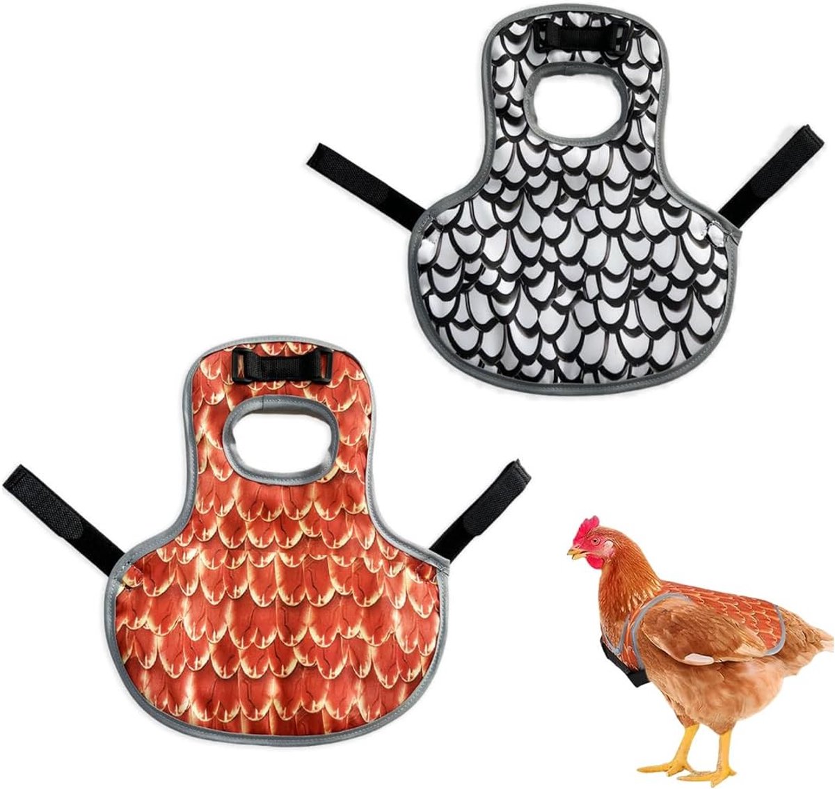 2 stuks, gemakkelijk te dragen kippenzadel met verstelbare riemen, waterdicht, ademend zadel, herbruikbare bescherming voor gevogeltevee, voor kip, eend, rugbescherming